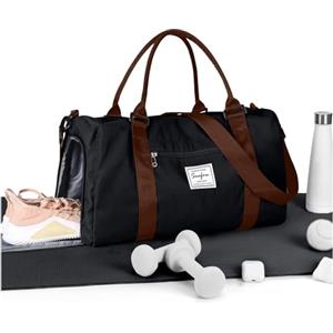 HYC00 Borsone Palestra Donna Uomo con Scomparto Scarpe Borsone da Viaggio Sportivo Borse da Palestra Grande per Donna Borsa Piscina Fitness Borsa per Ospedale Weekend Sport Duffel Bag,Marrone scuro