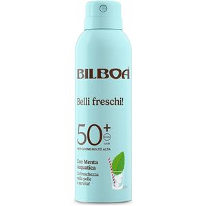 Bilboa Belli Freschi Spray Solare SPF 50 con Menta Acquatica - Protezione Molto Alta, Resistente all'Acqua, 150 ml