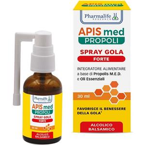 PHARMALIFE RESEARCH APIS MED PROPOLI Spray Gola Forte 30 ml con Propoli e Oli Essenziali di Menta, Timo e Salvia