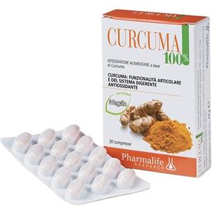 Pharmalife Research Curcuma 100% - Integratore Alimentare con Estratto di Curcuma e Pepe Nero - 30 Compresse
