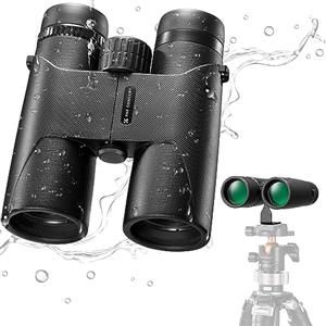 K&F Concept 10 * 42 Binocolo, Prisma BAK4, Binocolo Portatile Impermeabile IP68 con Obiettivo FMC, Con Adattatore per Treppiede, Binocolo Professionale Potente per Osservazione Uccelli, Nero