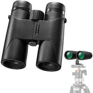 K&F Concept 10 * 42 Binocolo, Prisma BAK4, Binocolo Portatile Impermeabile IP66 con Obiettivo FMC, Con Adattatore per Treppiede, Binocolo Professionale Potente per Osservazione Uccelli, Nero