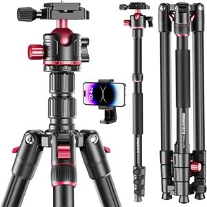 CAMBOFOTO Treppiede per fotocamera 188cm, con testa a sfera in alluminio, è compatibile con Canon, Nikon, binocoli, Viene fornito con una borsa per il trasporto.