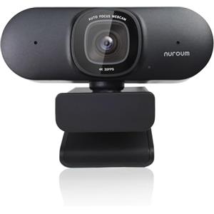 Nuroum V32-AF Webcam 4K con Doppio Microfono a Cancellazione del Rumore, Webcam 1080p 60fps con 90° Correzione FOV e Luce, USB Plug&Play per PC Videochiamate Conferenze/Laptop Skype/Zoom/FaceTime