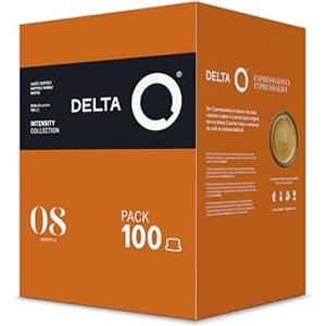 Delta Q - Cialde di Caffè Macinato AQtivus - 100 Cialde Intensità 8 Compatibili con le Macchine da Caffè Delta Q - Espresso Intenso con Note di Noci Tostate e un Tocco Fruttato