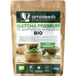 Amoseeds Tè Verde Matcha in polvere Bio 70G | Grado Premium, Origine Giappone, Kagoshima | 100% Naturale, Puro e Biologico | Qualità superiore