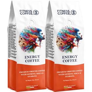 Fitness Coffee caffè Energy - 2 bags da 250gr di caffè macinato con Maca, Ginseng e Guaranà