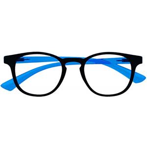 OPULIZE Bop Occhiali da Lettura, Nero Neon Blu, +0,00 Diottrie Unisex Kids