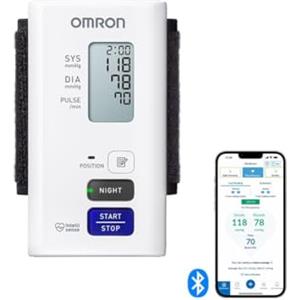 Omron Nightview Misuratore di Pressione da Polso, Misurazione della Pressione Arteriosa Completamente Silenzioso, Misurazioni Diurne e Notturne, Connessione Bluetooth all'App Gratuita per Smartphone