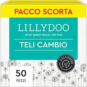 LILLYDOO Fasciatoio morbido delicato sulla pelle, 60 x 60 cm, 50 pezzi (5 x 10), senza profumo