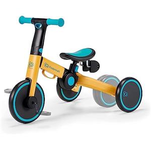 kk Kinderkraft Kinderkraft Triciclo 3in1 4TRIKE, Mini bici, Carrello, Sella regolabile, Pieghevole, da 12 mesi a 5 anni, Giallo