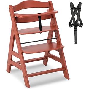 hauck Seggiolone Pappa in Legno Alpha+ - Seggiolone Evolutivo da 6 mesi fino a 90 kg - Sedia Evolutiva con Barra Frontale, Cintura Inguinale e a 5 Punti - Legno Certificato FSC® - Cork