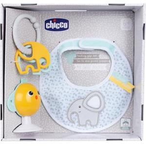 Chicco Set Regalo La Mia Prima Pappa, Set Composto da Bavaglino, Gioco per Seggiolone con Ventosa a Forma di Simpatico Pulcino, con Due Sonagli Colorati, Facile da Afferrare 6 Mesi+