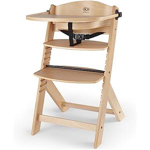 kk Kinderkraft Kinderkraft Seggiolone Pappa in Legno ENOCK, Evolutivo, Multifunzionale, Sedia Ergonomica, Altezza Regolabile, Facile da Pulire, dai 6 Mesi ai 10 Anni, Naturale