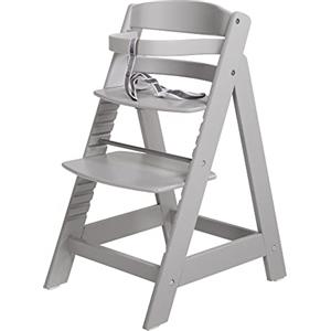 roba Seggiolone Pappa per Bambini Sit Up III - Evolutivo - con Poggiapiedi e Cinghie di Sicurezza Removibili - Altezza Regolabile - Legno Grigio