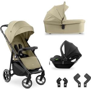 hauck Passeggino 3 in 1 Shop N Care Trio Set, Dalla Nascita Fino a 22 kg, Carrozzina Per Neonati con Navicella e Ovetto Neonato, Pieghevole, Reclinabile con Portabibite e Vassoio, UVP 50+, Verde oliva