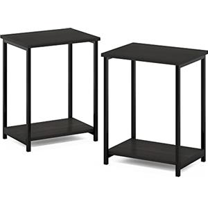 Furinno Semplicistico Tavolo terminale, Legno ingegnerizzato Metallo, Espresso, Confezione da 2