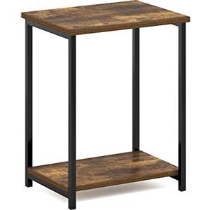Furinno Semplicistico Tavolo terminale, Legno ingegnerizzato Metallo, Pino Ambra, 1-Confezione