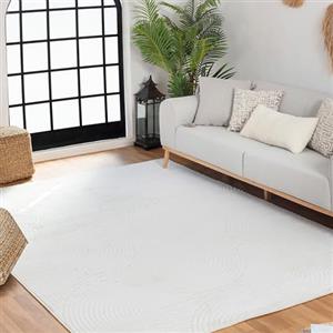 Livabliss Houston Tappeto da Esterno ed Interni Tappeto Esterno Terrazzo Moderne, per Giardino, Balcone, Stile Boho Tappeti Ampi Dimensioni, 80x150 cm Bianco