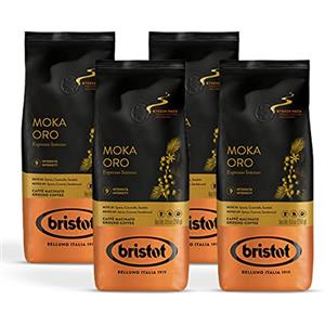 Bristot Caffè Moka Oro Macinato 1kg - Caffè in Polvere Con Miscela Di Origini Da: Brasile, Centro America, Africa, India e Sud Est Asiatico. Caffè Per Moka Con Aroma Intenso E Gusto Dolce.