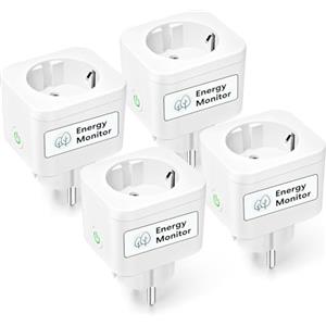Meross Presa Smart Bluetooth con Monitoraggio Consumi, Presa Intelligenti 16A, WiFi Schuko Compatibile con Alexa, Google Home e SmartThings, Controllo Vocale e Remoto App, 3840W, 4 Pezzi