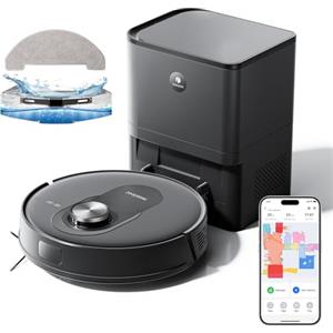 Proscenic Q8 Max Robot Aspirapolvere Lavapavimenti con Mappatura, 5000 Pa/200 min, Svuotamento Automatico di Polvere, Navigazione LiDAR, Anti-Groviglio di Capelli, APP/Aleax/Wifi