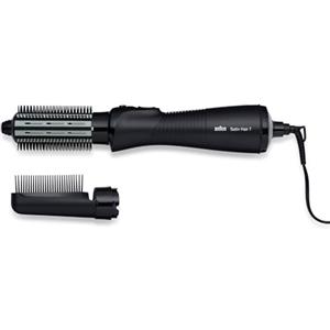 Braun Satin Hair 7 BRAS720E Modellatore ad aria calda 700W, Tecnologia IONTEC Anti-Crespo, Funzione ionica, 2 livelli di temperatura, 2 Accessori, Nero