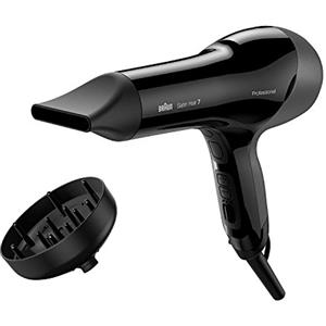 Braun Satin Hair 7 SensoDryer BRHD785E Asciugacapelli Professionale, 2000 W, Motore AC, Sensore Termico Incluso, Tecnologia Iontec, Diffusore e concentratore, Nero