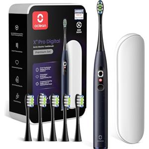 Oclean Spazzolino elettrico X Series Pro Digital Gift Set, 6 Teste di spazzole, Custodia da viaggio, Touch screen intelligente, 3 Modalità, 30 Giorni, IPX7, Stella Viola