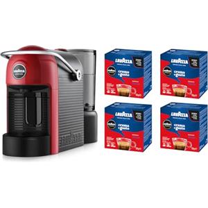 Lavazza A Modo Mio Jolie Evo, Macchina per Caffè Realizzata con 36% di Plastica Riciclata, Macchina Espresso con 64 Capsule Lavazza A Modo Mio Crema e Gusto Classico Incluse, Rossa