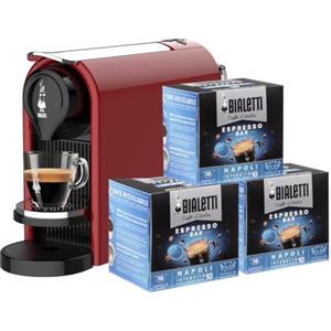 Bialetti Gioia Plus, Macchina Caffè Espresso Alluminio, 48 Capsule Incluse, Rosso