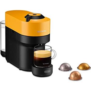 De'Longhi Nespresso Vertuo Pop ENV90.Y, Macchina Caffè a Capsule con Tecnologia Centrifusion, 4 Formati in Tazza, Incluso Set di Benvenuto con 12 Capsule, 1260W, Mango Yellow