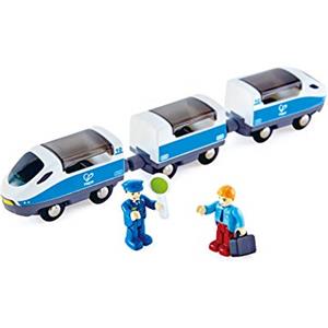 Hape Treno Intercity senza batteria con tetto apri/chiudi e 2 personaggi - Trenino giocattolo per bambini dai 3 anni.