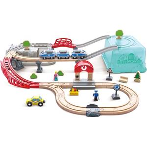 Hape Set Treno in città | Con binari, ponti, personaggi, trenino e box | Per bamini dai 3 anni