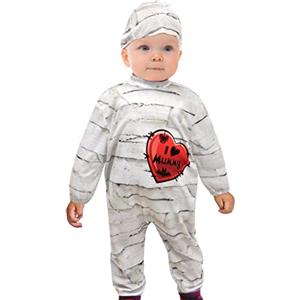 Ciao-Mummia costume travestimento tutina baby (Taglia 1-2 anni) con cuffietta, Colore Bianco, 14392.1-2