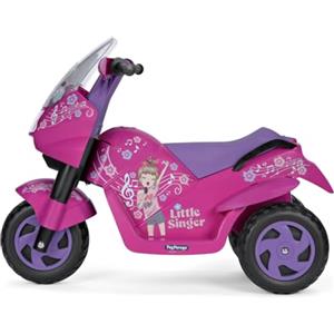 Peg Perego Little Singer Moto Elettrica Cavalcabile per Bambini dai 2 Anni, Batteria Ricaricabile da 6V, Fari LED, Clacson e Musica, Velocità 4k/h, Due Ruote Motrici con Battistrada Tassellato