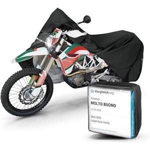 Walser Telo coprimoto XL in Robusto PVC, Premio Molto Buono* Telo Impermeabile, Telo Compatibile con Vespa/Scooter/motorino, Moto, Copertura Moto per Esterno, Telo coprimoto Nero 255x110x135cm