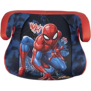 TataWay in viaggio si cresce Marvel Spiderman Seggiolino alzatina auto con agganci ISOFIX i-Size ECE R129. Alzabimbo per la sicurezza dei bambini con altezza da 125 a 150 cm. Rialzo per auto, seduta per bimbi su fondo blu.