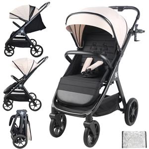 Twinly SPACELY- Passeggino per bambini fino a 22 kg, grande e confortevole, seduta spaziosa, passeggino facile da Pieghevole, capottina XXL con filtro UPF50+, parapioggia, passeggino reclinabile