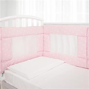 Babysanity - Paracolpi Lettino Ad Alta Traspirazione Dotato Di Sistema Baby Air Mesh Il Paracolpi Culla Morbido ma Consistente Garantisce al tuo Bambino un Ambiente Sicuro per la Nanna (Stelle Rosa)