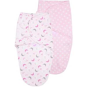 Vicloon Baby Swaddle Coperta, 2Pcs Copertina Avvolgente Regolabile per Neonato, Sacco Nanna Swaddle per Bebè, Copertina Fasciante Sacchi Nanna in Morbido Cotone per Neonati 0-3 Mesi (Rosa)