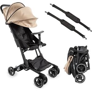 ZANCLEM Passeggino leggero aereo compatto di Zanclem Super accessoriato - Passeggino leggero 25 kg portata richiudibile in pochi secondi ad una mano | Passeggino ultraleggero da viaggio manegevole (Beige)