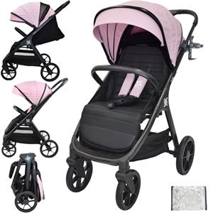 Twinly SPACELY- Passeggino per bambini fino a 22 kg, grande e confortevole, seduta spaziosa, passeggino facile da Pieghevole, capottina XXL con filtro UPF50+, parapioggia, passeggino reclinabile