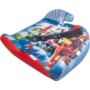 Marvel Avengers Seggiolino alzatina auto i-Size ECE R129. Alzabimbo per la sicurezza dei bambini con altezza da 125 a 150 cm. Rialzo con grafiche dei supereroi, seduta per bimbi su fondo grigio.