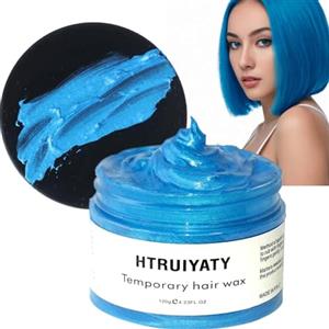 HTRUIYATY Blu Colore Temporaneo Capelli,Gel Colorato per Capelli Naturale Cera per Capelli Uomo e Donne,Cera Capelli Colorata per Feste,Cosplay e Halloween
