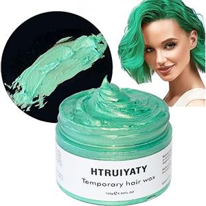 HTRUIYATY Verde Colore Temporaneo Capelli,Gel Colorato per Capelli Naturale Cera per Capelli Uomo e Donne,Cera Capelli Colorata per Feste,Cosplay e Halloween