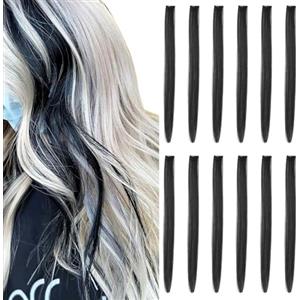 REDMENCO Extension Capelli Colorati con clip, Nera 12 pezzi 22 pollici Lungo Dritto, Sintetiche Resistenti al Calore, per Bambini Ragazze Donne Festival Feste Halloween Cosplay