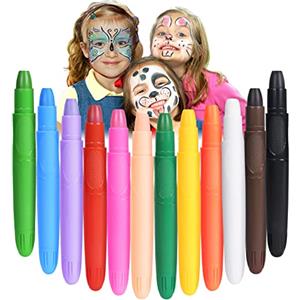 URAQT Truccabimbi, 12 Body Painting Colori, Face Painting Bambini Pittura Corpo Sicuro e Non Tossico, Halloween Matite Trucco per Carnevale, Pasqua, Cosplay, Make Up, Pancia Gravidanza