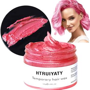 HTRUIYATY Rosa Colore Temporaneo Capelli,Gel Colorato per Capelli Naturale Cera per Capelli Uomo e Donne,Cera Capelli Colorata per Feste,Cosplay e Halloween