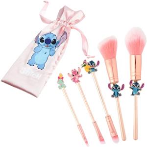 Disney Set Pennelli Make Up - Astuccio Stitch con Pennelli Trucco e Fascia per Capelli - Trousse Da Viaggio Donne Ragazze Stitch Gadget Ufficiale (Rosa)